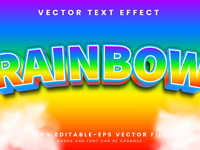 Rainbow 3d editable text style Template 3d text effect colorful text graphic design holiday joy kids font nature playful rainbow colors rainbow day rainbow in the dark shiny text sky theme skyway spectrum spring unicorn vector text mockup waterfall wonder