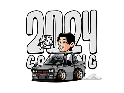 2024 Calling 2024 cars characters design flat flat illustration graffiti illustration japan motion motion graphics new year