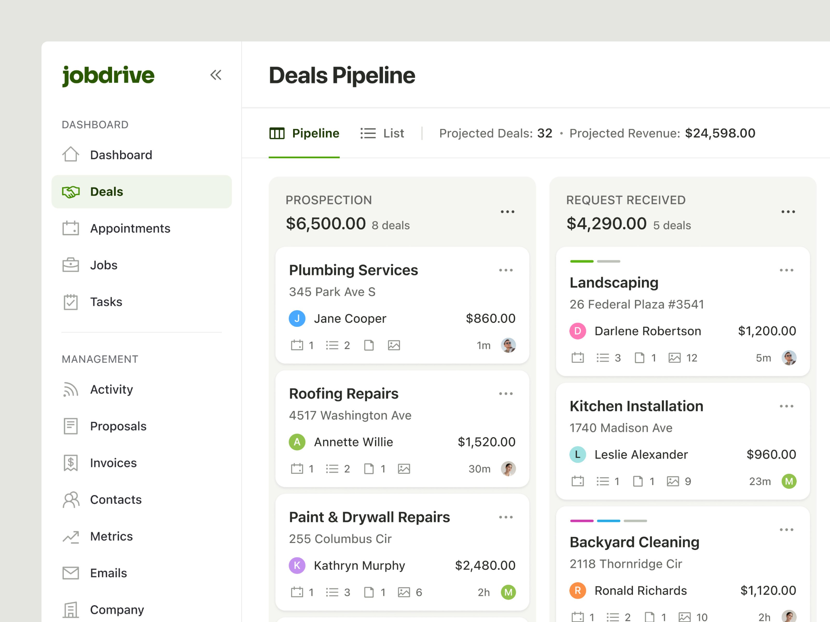 Deals Pipeline - CRM Kanban Board appointments business software clean crm software dashboard deals erp software finance forecasting kanban board management pipeline proposal revenue sales pipeline salesforce ui design web app