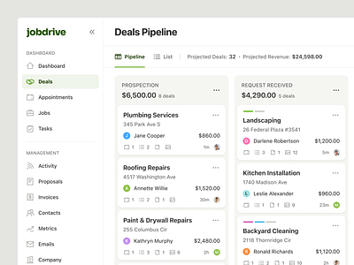 Deals Pipeline - CRM Kanban Board appointments business software clean crm software dashboard deals erp software finance forecasting kanban board management pipeline proposal revenue sales pipeline salesforce ui design web app