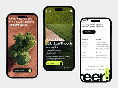 Greenify - Responsive Website Agriculture agriculture app design farming fresh graphic design landing page logo minimal minimalist mobile modern responsive stylish ui ui ux ui visual design ux web design website