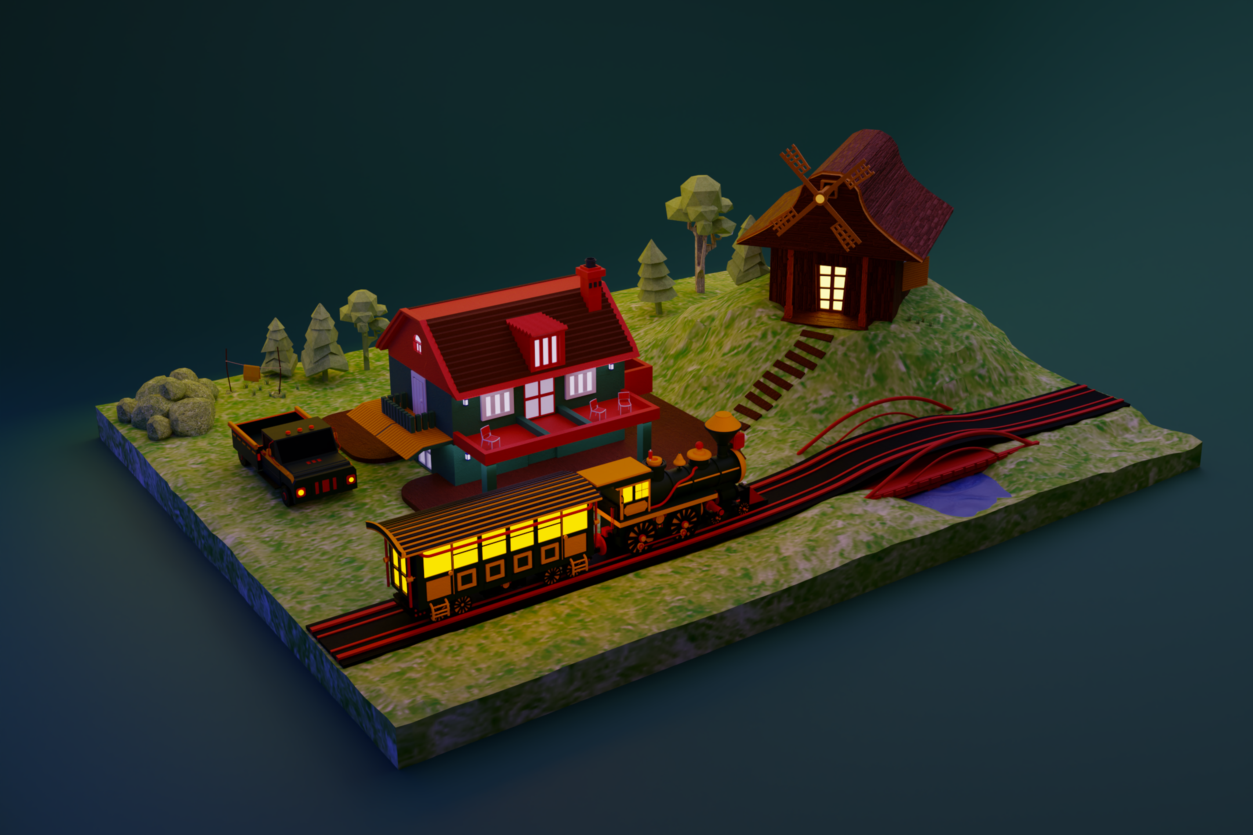 Sunrise time 3d 3d art 3d blender animation art blender design graphic design ill illustration modeling ui ux vector