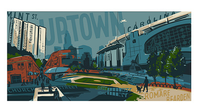 Uptown Charlotte color hand lettering illustration ipad pro lettering procreate