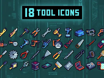 Cyberpunk Tool 32×32 Icons Pixel Art 2d 32x32 asset assets cyberpunk game game assets gamedev icon icone icons illustration indie indie game object pixel pixelart pixelated rpg set