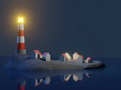 Lighthouse 3d blender low poly