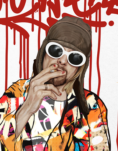 Kurt Cobain - Nirvana branding design digital art graphic design grunge illustra illustration logo painting portrait