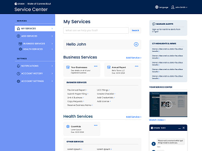 CT.gov Service Center (Dashboard) interactiondesign