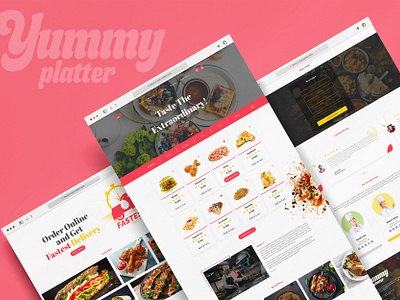 Yummy Platter Restaurant Web UI Design burger chicken fry clean design delicious design fast food food fry grill landing page minimalistic design online delivery online food online resturant resturant ui user experience user interface yummy