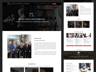 Pacific Leagal Corporation Website about us banner black blogs branding button contact us cta design graphic design landing page lawyer mobile app design section ui design uiux website white
