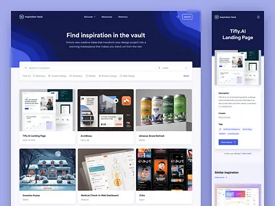 Inspiration Vault cards checkbox desktop dropdown filter inspiration interface mobile pattern search tags ui ux web web design website