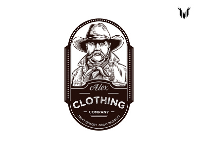 Alex Clothing Logo 90s branding clothing coboy design logo digital art graphic design illustration logo monoline old school old school design vintage vintage design vintage logo western illustration