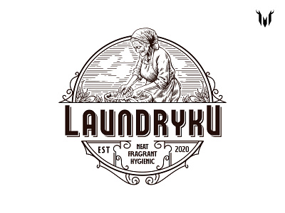 Laundryku Logo branding elegant logo grandmother graphic design laundry laundry logo logo logo detail logo minimalis mother oldschool oldwomen vintage vintage design vintage illustration vintage logo y2k