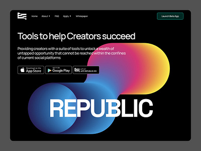 Redesign in Minimal and Flat for Republic branding downloadable app. graphic design ui