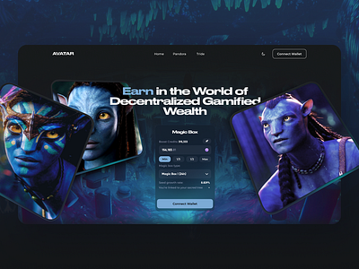 UI Concept for Avatar Themed DeFi Crypto Wallet and wealthcreation creative finance