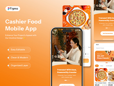 Cashier Food Mobile App cafe cashier culinary delivery fast food figma food graphic design modern money tracking ui