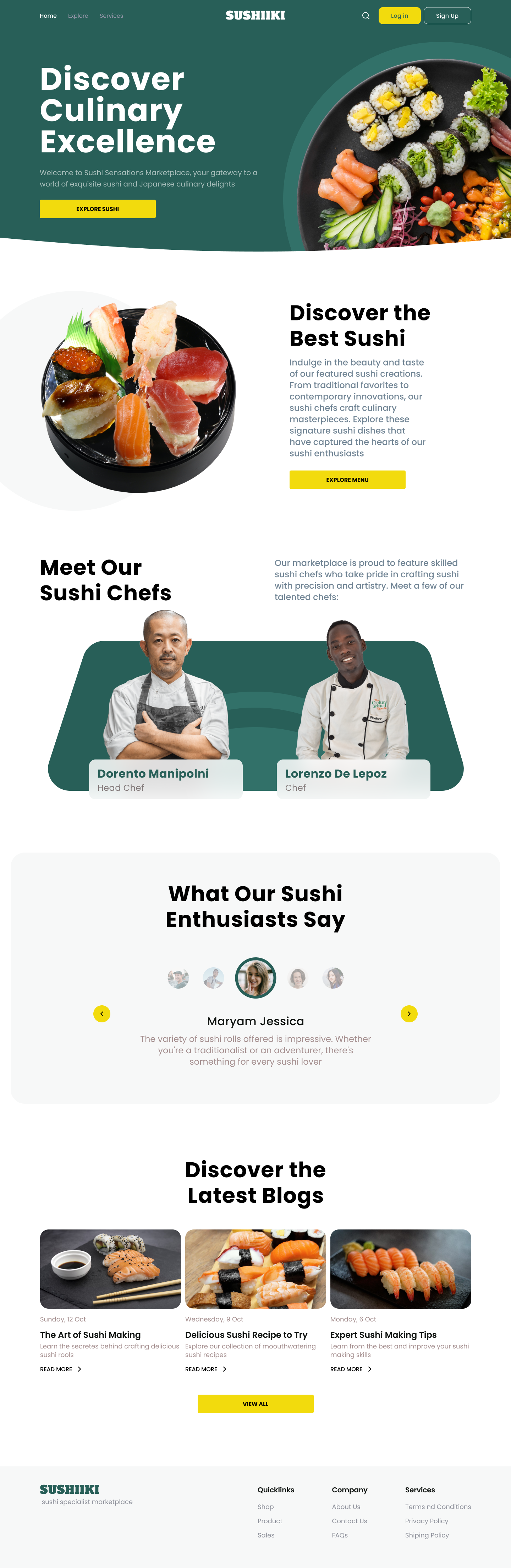 Culinary Landing Page culinary figma japan landing page marketplace restaurant sushi ui