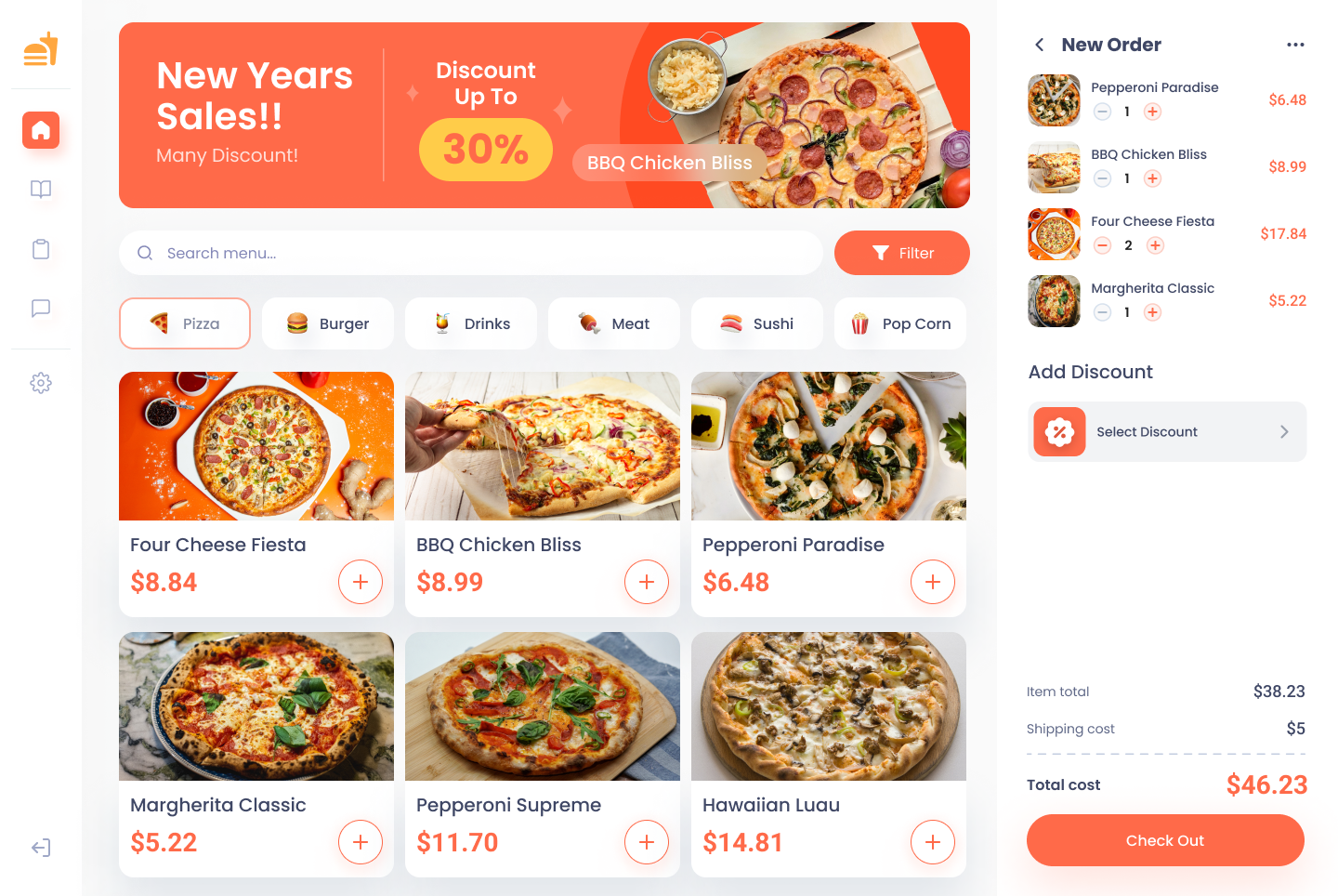 Food Cashier Dashboard cafe dashboard delivery figma graphic design modern money order restaurant tracking ui