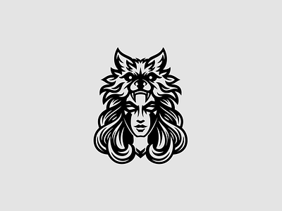 Shaman girl character girl logo logotype magic mystic nature shaman wolf woman