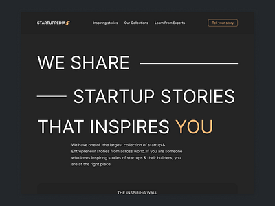 Startup story landing page digitaldesign landingpage productdesign redesign ux webdesign