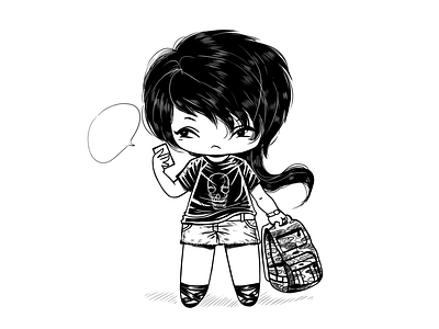 Me in casual costume anime character chibi cute draw drawing illustration lineart manga portrait self portrait