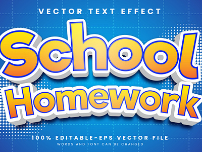 School Homework 3d editable text style Template 3d text effect cartoon celebrations childcare classroom college early childhood education elementary school essential skills graphic design homework routine joyful future learning lesson notebook school bag school homework school text vector text mockup