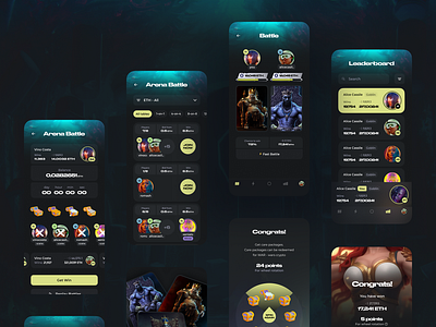 UX/UI Mobile App Crypto Game Interface immersive design.