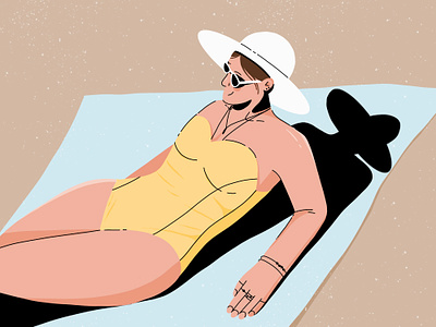 Sunbathing character characterdesign cloth design hat illustration minimal summer sunbathing swimming women