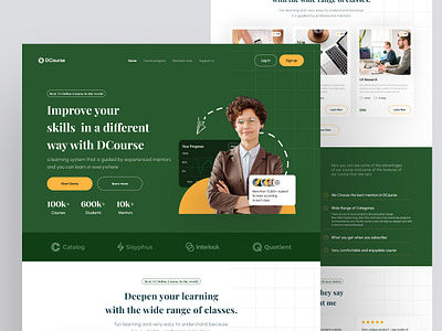 Dcourse - Online Course Landing Page certification class classes course coursel landing page design e learning landing page ui landingpage learning learning landing page learning online management mentor onlinecourse softskill training ui uidesign uiuxdesign ux