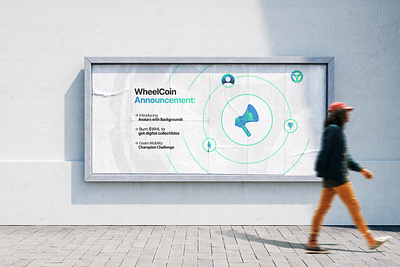 Announcement banner design for WheelCoin web3 m2e green mobility announement banner banner design brand design branding clean design graphic design green green mobility infographic m2e minimal move to earn post post design poster poster design social media web3