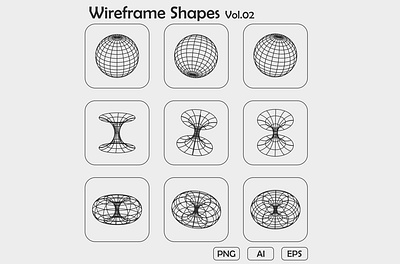 Geometric Wireframe Shapes Vol. 02 abstract adobe illustrator animation artwork design digital art elements graphic design gumroad illustration shapes wireframe