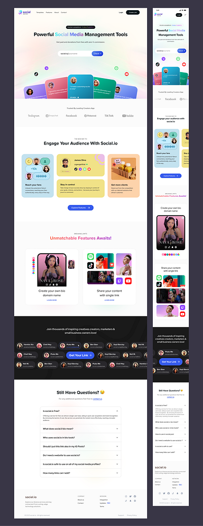 Landing page redesign for the Socail Media Management Tool design graphic design illustration prototyping ui ui design ux design visual design visualization