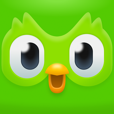 Duolingo Icons 3d android animal bird mascot branding cute duolingo eudcation green owl icon illustration ipad iphone language learning mac macos mobile app realistic skeuomorph unhinged