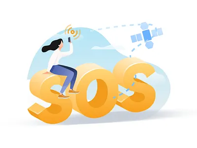 Satellite Distress girl graphic design mobile signal multi device satellite sos ui wrist watch