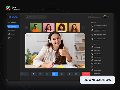 Online Classroom Webapp - Minimal Style app classroom design meetingonline minimal style minimalism minimalist online classroom ui webapp website