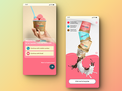 Cupcake Ice Cream Parlour : Home and Splash screens aesthetic app dribbble dribble happynewyear happynewyear2024 illustration january minimal new screens trending trends ui ux