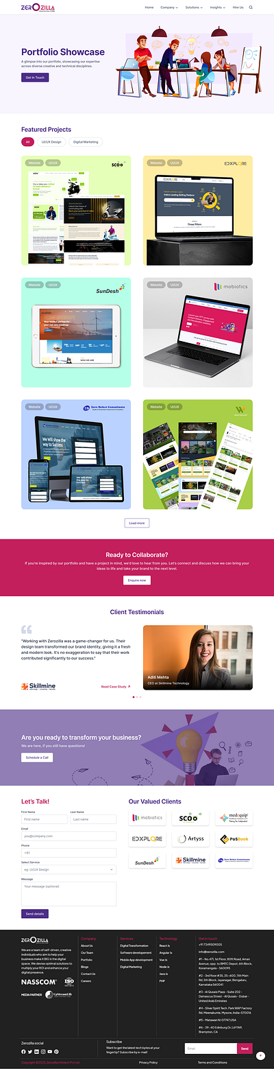 Zerozilla Porfolio page ui