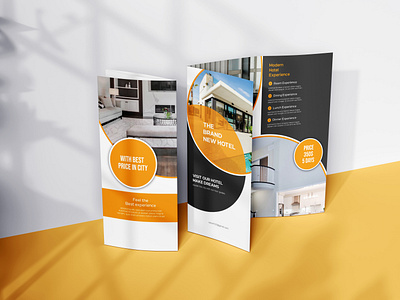 Resort A4 Size Tri Fold Brochures Design banner branding clean creative work design flyer graphic design hotel resort room tri fold