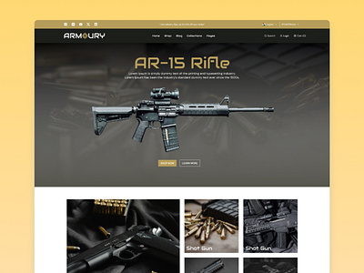 Gun Website Design armoury figma gunstore gunwebsite landing page odoo uidesign uiux websitedesign