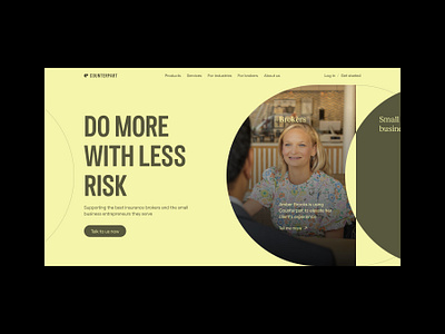 Counterpart Website condensed insurance landing page pale colour pastel professional sophisticated trustworhty ui warm color