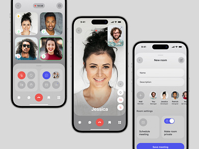 Meeting Mobile App calendar call chat conference meet meeting meeting app mobile mobile app room room chat schedule team ui video video app video call mobile videocall videochat zoom