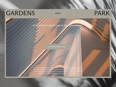 Gardens Park branding design graphic design real estate website typography ui website