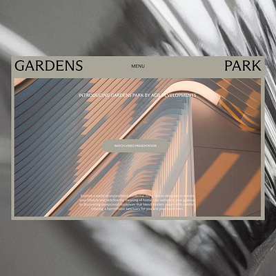 Gardens Park branding design graphic design real estate website typography ui website
