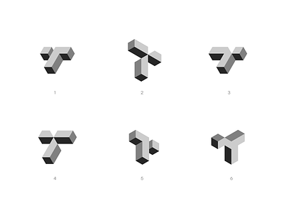 3D Letter T Logos 3d branding collection creative design flat geometric graphic design letter t logo logos mark minimal modern selection shadow sign t