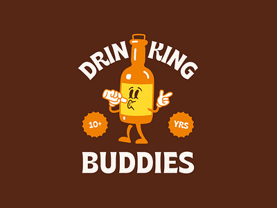 Drinking Buddies badge branding character drink identity logo mascot vintage