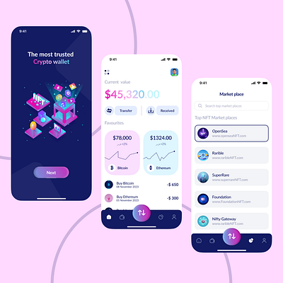 Crypto wallet app UI design 3d animation branding graphic design ui