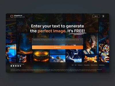 Imagebot - Generative AI ai technology artificial branding generate generate image generative ai generative image responsive ui ux website