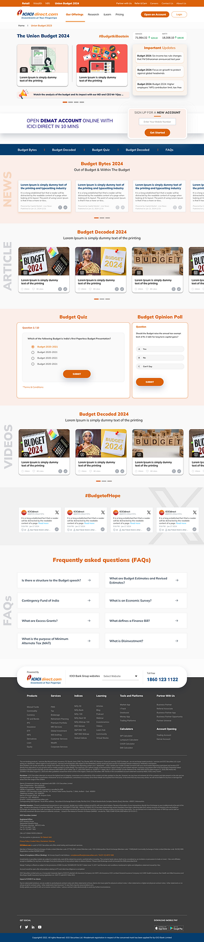 The Union Budget 2024 landing page sketch ui design website designer