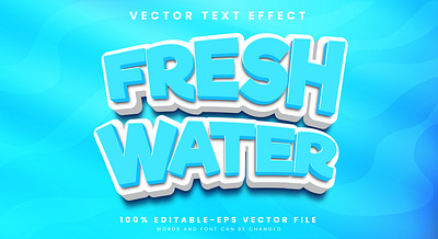 Fresh Water 3d editable text style Template 3d text effect aquarium backdrop beach blue text drinking water energy environment fresh fresh water graphic design healthy illustration industry peaceful purity rain survival vector text mockup water background