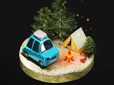 Camping 3d 3d art 3d artist 3d design 3d graphics 3d illustration 3dart 3dartist blender campfire camping car car modelling design illustration modelling