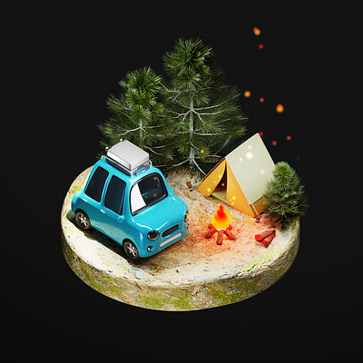 Camping 3d 3d art 3d artist 3d design 3d graphics 3d illustration 3dart 3dartist blender campfire camping car car modelling design illustration modelling